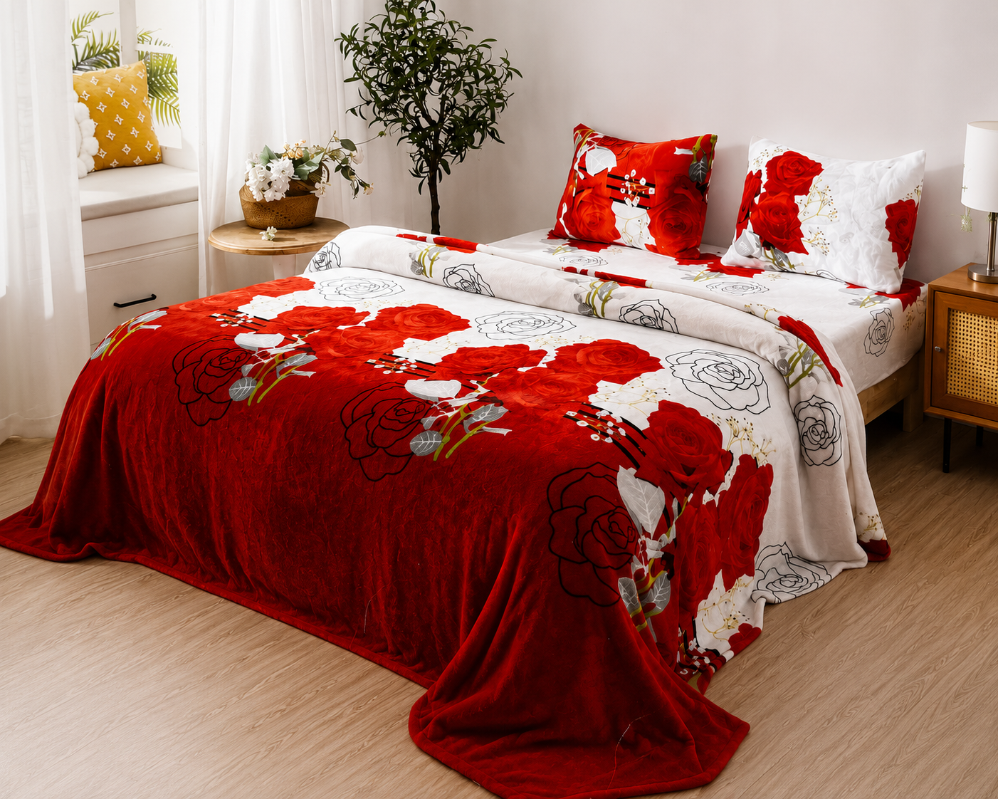 Juego de Cama Premium SHIRO Rosa Elegance 220×240 cm + 2 Fundas de Almohada 50×70 cm